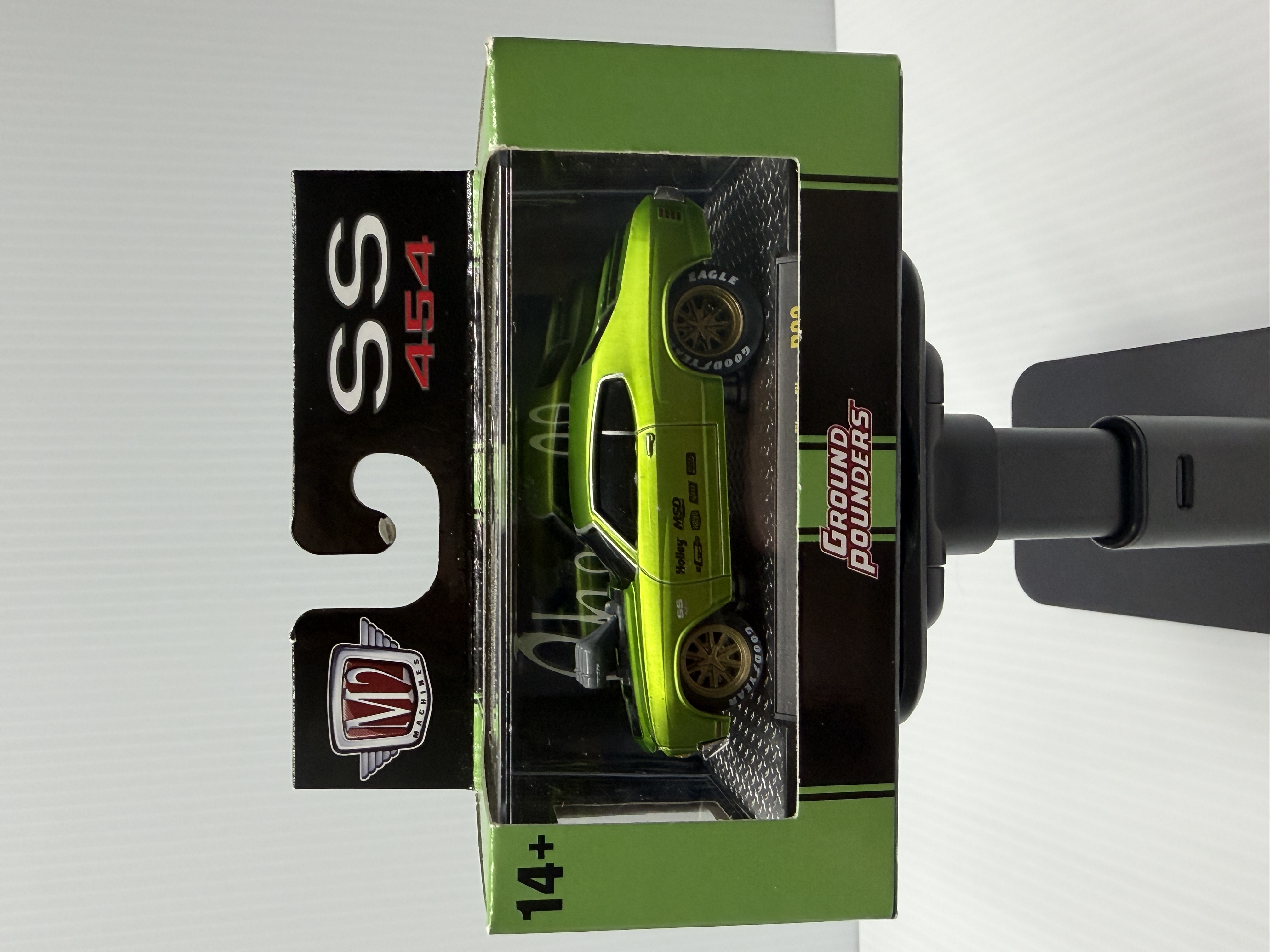 M2 Machines 1970 Chevrolet Chevelle SS — Metallic green / blown engine / gold-tone wheels